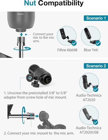 Підставка для мікрофона InnoGear: міцний шарнірний кріплення з кліпсою та кабелеутримувачами для Blue Yeti, Snowball, Hyper X, QuadCast, SoloCast, Fifine та інших великих мікрофонів