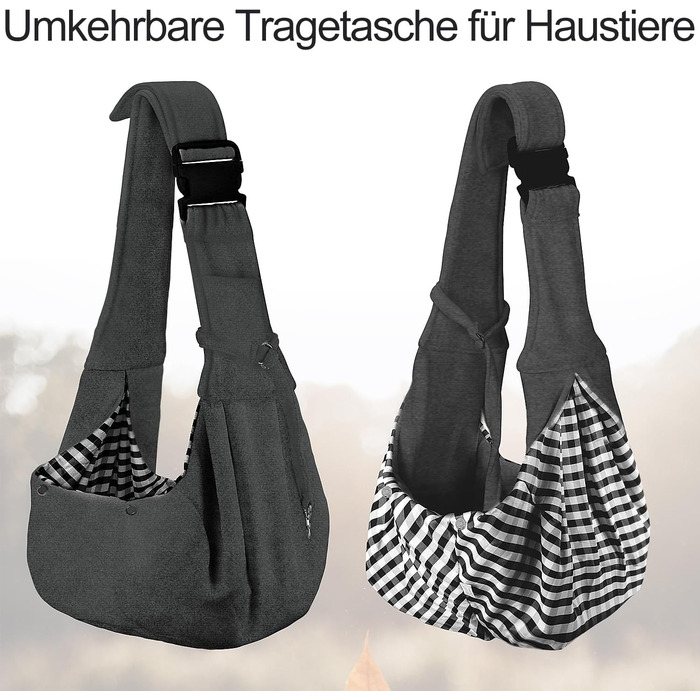 PetLoft Сумка-переноска для собак, реверсивна, регульована, Cross-Body Carrier для собак/котів/кроликів (темно-сірий)