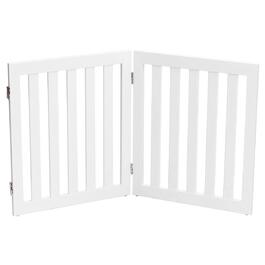 Захисний бар'єр для собак GYMAX 60 см, розкладний, регульований, з 360° шарніром, для внутрішнього та зовнішнього використання (2 панелі, білий)