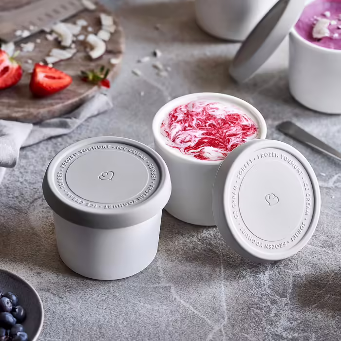 SPRINGLANE Ice Cream Container Set of 2, 500 ml, Stainless Steel, Ice Cream Container To Go, Freezer Container (Gray - Mini 4-piece set)