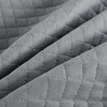 WOLTU Плед-плед для ліжка 170x210 см, стеганий плед з ефектом 2-в-1, Patchwork, перевернутий дизайн, в клітинку, сірий+світло-сірий, для двоспального ліжка