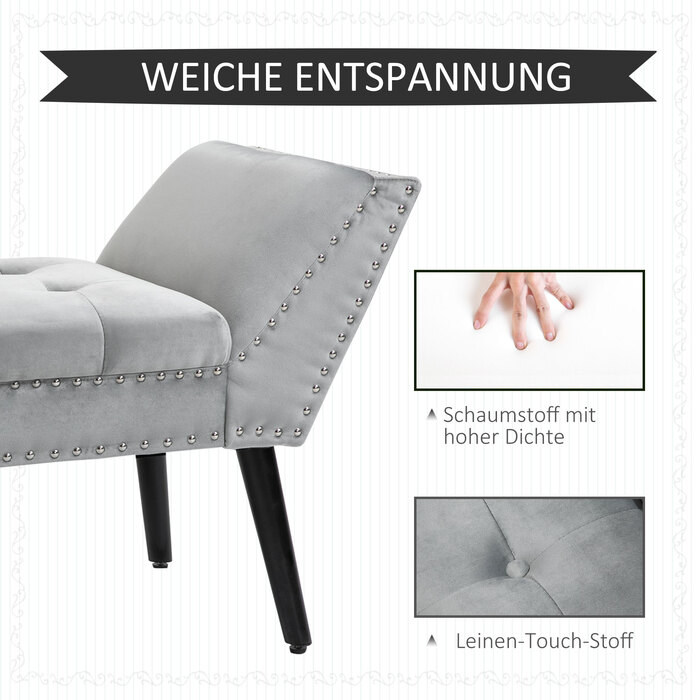 HOMCOM Upholstered Bench, Modern Bed Bench with Rubberwood Legs and Velvet Upholstery in Light Grey, 114x46x56cm for Entryway & Living Room