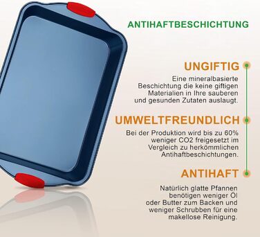 Набір форм для випічки Nutrichef 10 шт. з антипригарним покриттям – для випікання солодкого (печиво) та солодкого (піца). Форми для випічки з вуглецевої сталі, без PFOA та PTFE, з силіконовими ручками (круглі та квадратні).