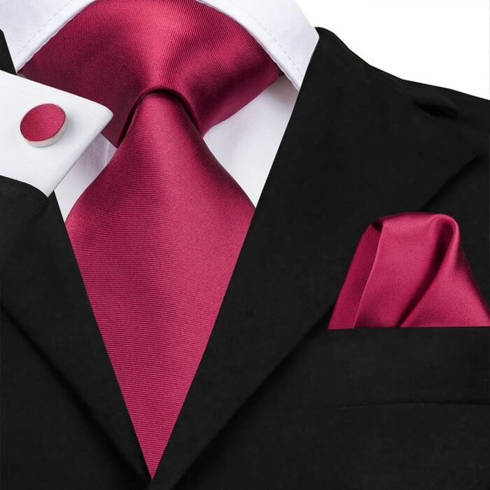 Чоловіча краватка Hi-Tie з шовку: формальний комплект з кишеньковою хустинкою та затискачами для манжетів (весілля, бізнес)