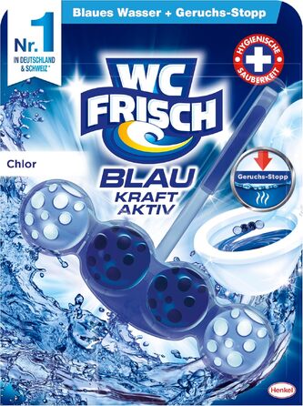 Очищувач для унітазу WC Frisch Kraft Aktiv з хлором, блокувальник запаху та освіжувач (набір 10 шт)