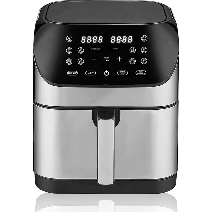 Аерофритюрниця Retoo 6.5л 1800Вт, 10 програм, до 200°C, з цифровим керуванням, нержавіюча сталь (чорний/срібний)