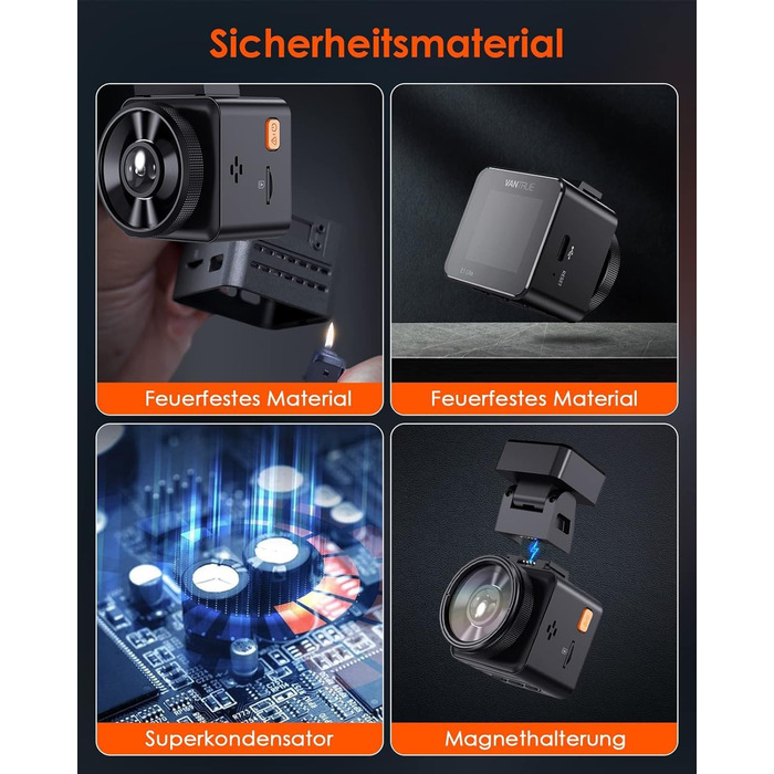 VANTRUE E1 Lite Mini Dashcam: відеореєстратор для авто з WiFi, 1080P HDR, 30fps, GPS, G-Sensor, нічне бачення, паркувальний режим, 160°