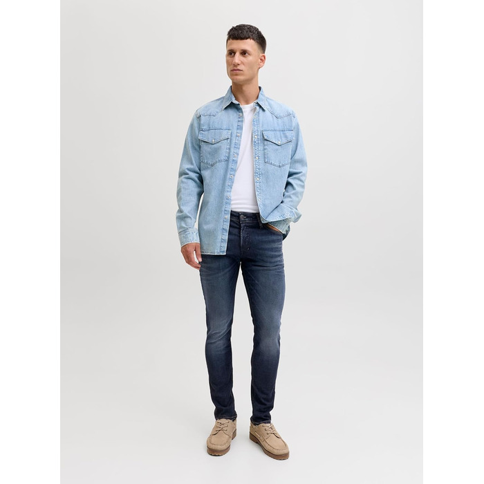 Джинси чоловічі JACK & JONES Slim Fit прямі, синій денім 34W/32L JJITIM JJORIGINAL AM 781 50SPS