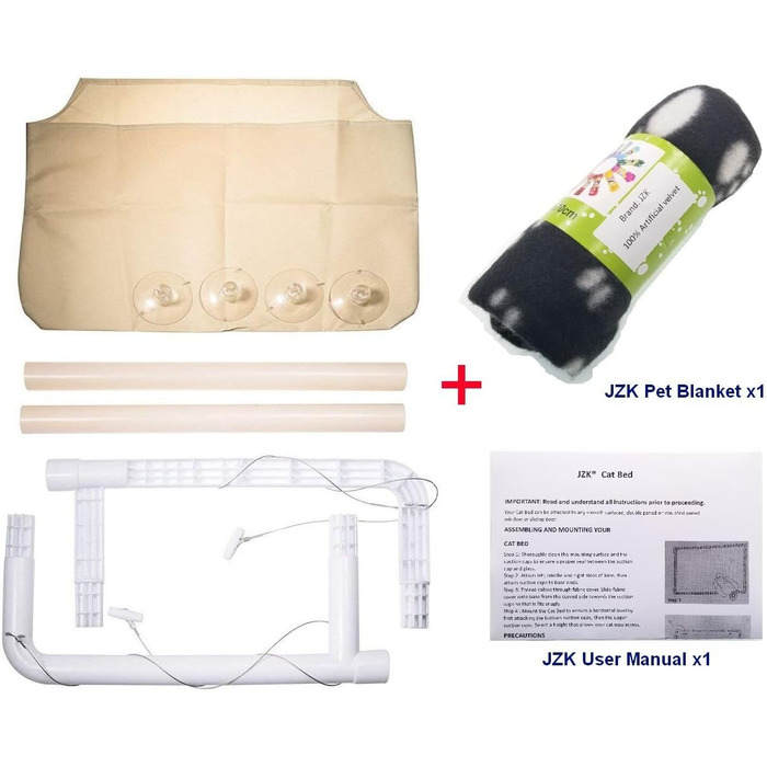 Гамак для котів JZK з підвісним місцем біля вікна + ковдра, ліжко для сонячних ванн, м'яке ліжко для котів, собак, кроликів та інших дрібних тварин