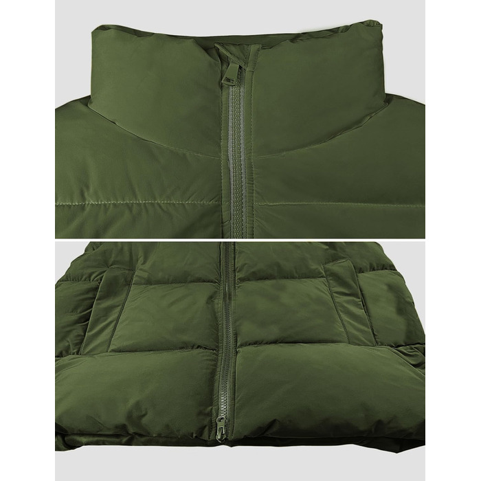 Жіноча зимова коротка пуховик Wete Легка тепла куртка з рукавами-крилами та кишенями, чорний (XXL, Армійний зелений)