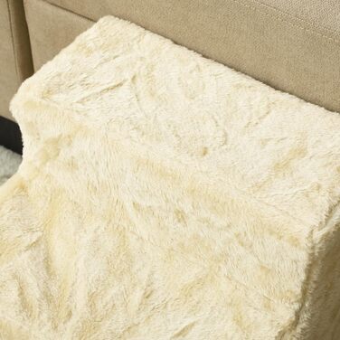 PawHut 4-Step Dog Stairs, 35 cm Cat Stairs for Bed and Sofa, Pet Stairs for Dogs and Cats up to 5 kg, Plush Appearance (46L x 35W x 35H cm, Beige)