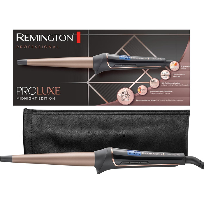 Випрямляч для волосся Remington Proluxe S9150B з широкими керамічними пластинами (110 x 50 мм), технологія OPTIheat, цифровий дисплей