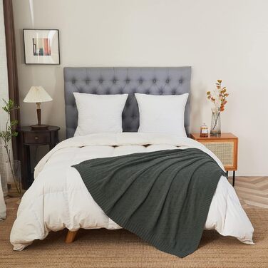 Бавовняна ковдра Longhui з в'язаним візерунком для дивану, крісел, ліжка, пляжу, декору інтер'єру, сірого кольору, 127 x 152 см. Подарунок - тканинна сумка.