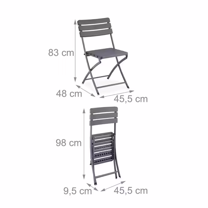 Relaxdays Balcony Furniture Set, 3-Piece, Wood-Look