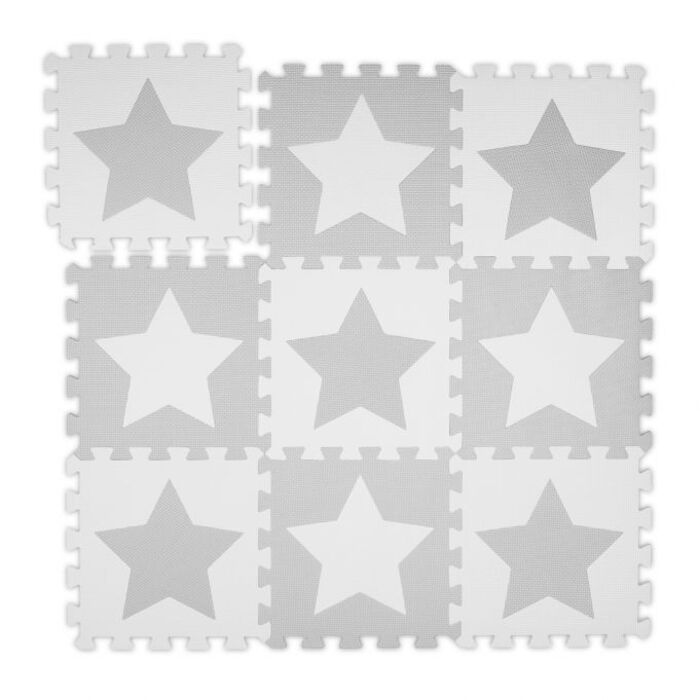 Relaxdays Puzzle Mat Stars Light Grey