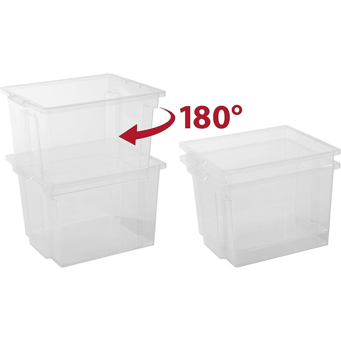 Iris Ohyama Versatile Storage Boxes, 30L, 6-Piece Set, Easy-Close Lid, Stackable, Plastic, For Closet, Shelves, Organization, Clothing, Bedding, Garage, USB-M (Transparent, 30L / 3-Piece Set)