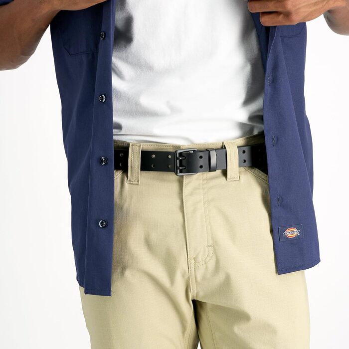 Чоловічий шкіряний ремінь Dickies з подвійними зубцями (42-44, чорний, перфорований)