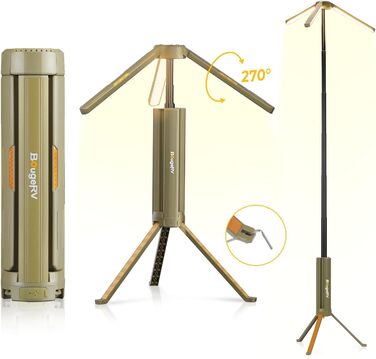 BougeRV Camping Lantern with 15600mAh, Rechargeable Camping Light, Adjustable Height and Angle, 4000LM, IP54 Waterproof, Camping Lantern for Camping, Travel, Emergency