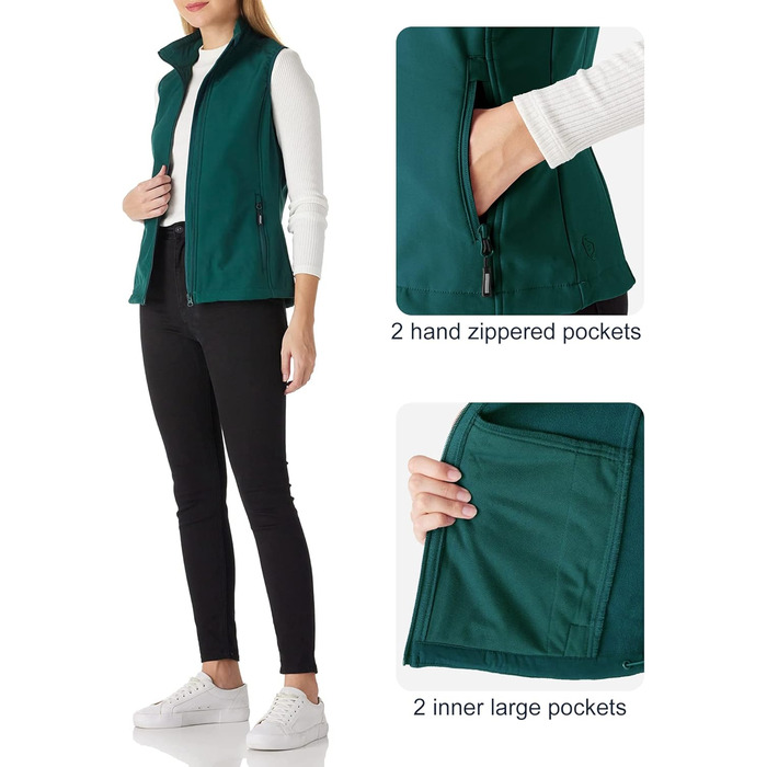 Жіноча софтшеллова жилетка Outdoor Ventures - тепла, вітронепроникна жилетка з флісу для спорту, гольфу та активного відпочинку (темно-зелений)