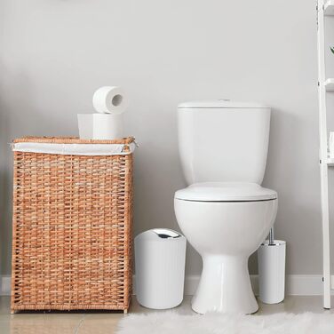 Набір аксесуарів для ванної кімнати, 10 предметів: сміттєвий бак, тримач для зубних щіток, мильниця, дозатор мила, тримач для унітазного йоржика, контейнер для ватних паличок, кришка для серветок (білий)