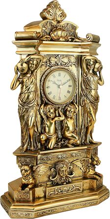 Design Toscano Chateau Chambord Classic Fireplace Clock, Polyresin, Gold-Finish, 51 cm