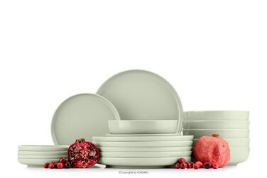 Набір посуду Konsimo VICTO для 6 осіб: 18-частинний сервіз з тарілок з каменю, зелений матовий, для сім'ї