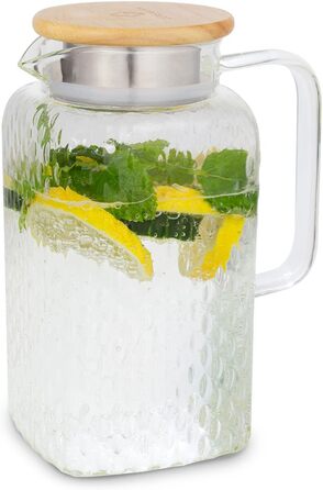 GLASWERK Glass Carafe with Lid (1.5L) and Strainer in the Spout - Water Jug with Lid - Glass Carafe with Lid made of robust borosilicate glass, Water Carafe, Gluggle Jug, Glass Carafe