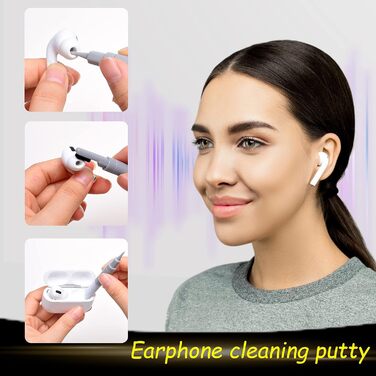 Набір для чищення електроніки Camkix 6-в-1: ключ для зняття кришок, губка для чищення, очищувач для наконечників, серветки для чищення. Підходить для клавіатур, навушників, слухових апаратів, смартфонів та ноутбуків.