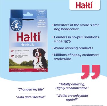 HALTI Нашийник від тяги для собак середніх порід (червоний, розмір 4) - зручна та легка альтернатива повідку
