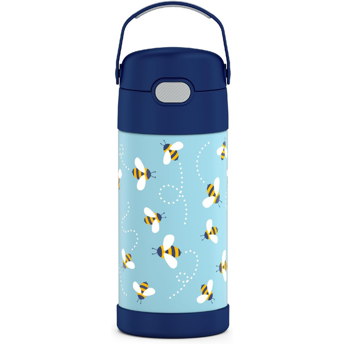 Термос Thermos Funtainer 340 мл, фіолетовий, 12 oz, блакитно-зелений, з декором бджілок