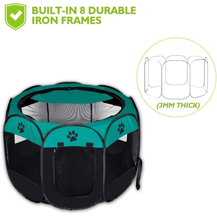 Клітка-манеж для собак та котів XhuangTech, м'яка тканина, портативна, складана, для дому та вулиці, переноска для тварин, блакитний та чорний кольори