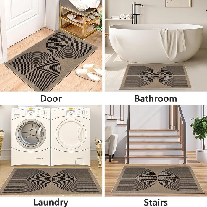 Килимок для дому та вулиці 80 x 120 см, чорний, з джутового покриття, антиковзаюча, легко миється | Capslpad