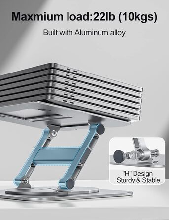 MCHOSE Adjustable Laptop Stand - Ergonomic Aluminum Laptop Riser for Desk - 360° Rotation - Compatible with MacBook Air & 10-17' Laptops