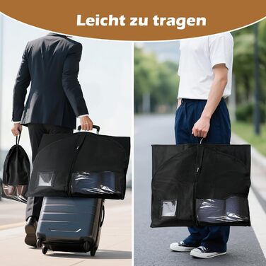 Чохли для одягу чоловічі 100x60 см, набір 4 шт. для костюмів, жакеток, сорочок + 2 мішечки для взуття. Дихаючі захисні чохли з блискавкою для подорожей та зберігання.