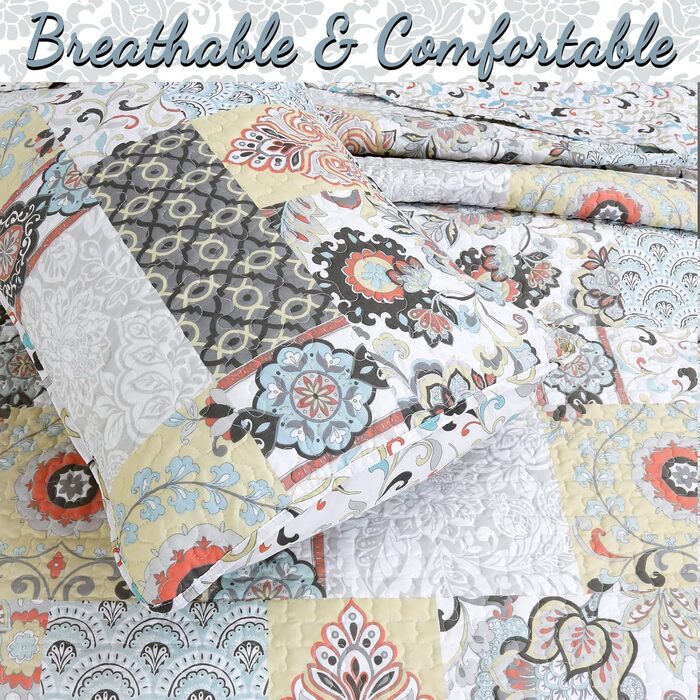 Комплект постільної білизни Cozy Line Home Fashions Moorea Wende з квітковим візерунком лілій (флер-де-ліс), 3-частини, розмір Queen