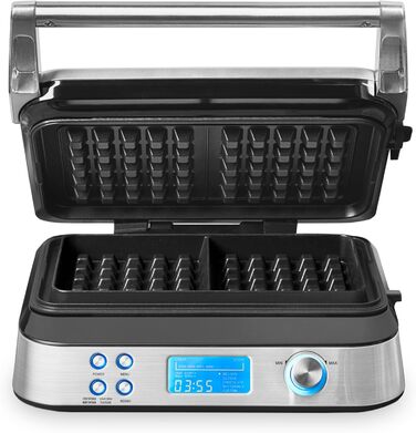 Вафельниця GASTROBACK 42424 Advanced Control, 1600 Вт, 5 програм, 7 рівнів підсмаження, LCD-дисплей, нержавіюча сталь, срібляста, одиночна