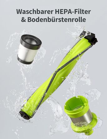 Бездротовий акумуляторний пилосос Kalado 27000Pa, 250W, 45 хв роботи, 1000 мл, для твердих поверхонь, плитки, шерсті тварин, зелений