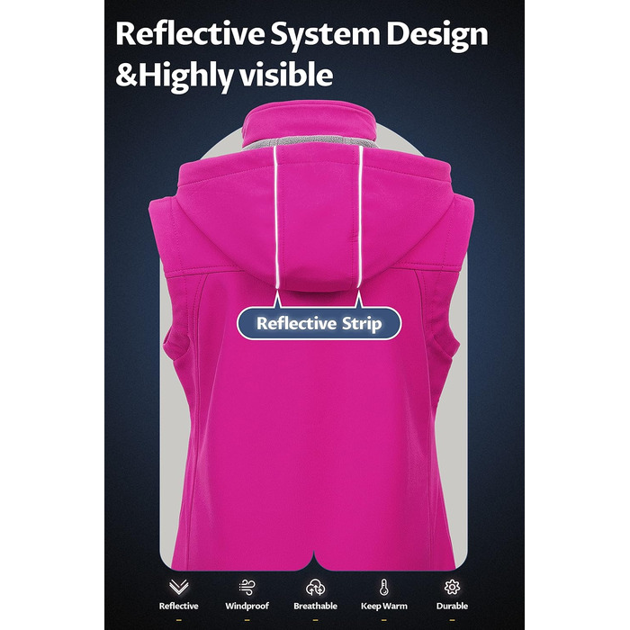 Легка софтшеллова жилетка CREATMO для жінок, вітронепроникна, з віднімною капюшоном, фіолетовий, XS