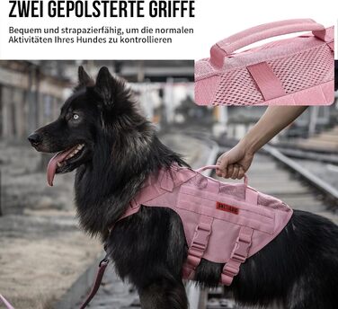 Нагрудник для собак OneTigris AIRE MESH, тактичний, великий, анти-тяга, з 2 ручками, регульований, дихаючий, зелений (рожевий, M)