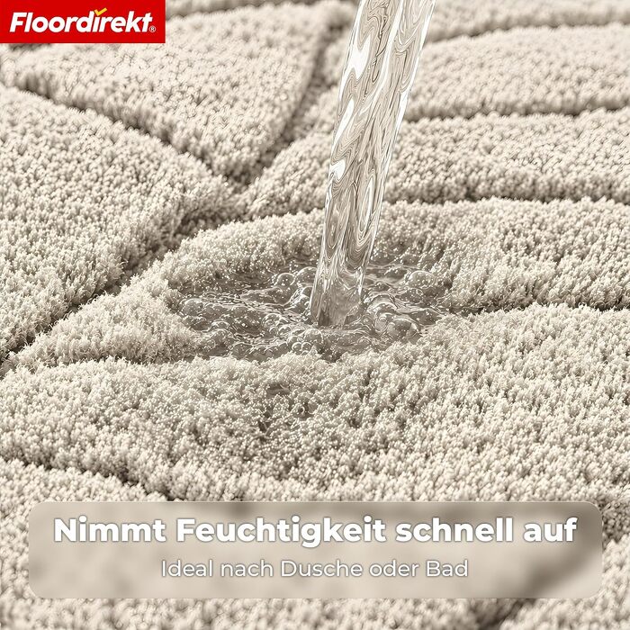 М'який килимок для ванної кімнати Floordirekt Maris, швидкосохнучий з антиковзаючим покриттям, колір слонова кістка (Ivory), 60 x 120 см