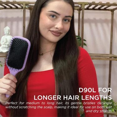 Щітка для волосся Denman D90L Tangle Tamer Ultra: розплутування та догляд за довгим волоссям, нейлонові щетинки, фіолетовий колір