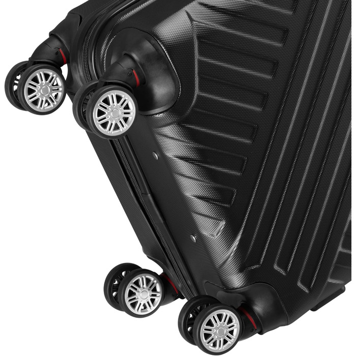 Набір валіз Zelsius 3 шт., чорний | ABS, з кодовим замком, подвійними колесами та внутрішнім роздільником | Ручна валіза, набір валіз, ролер, велика валіза, багаж