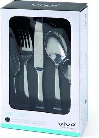 vivo by Villeroy & Boch Group - Voice Basic Cutlery Set, 30-piece, for up to 6 people, stainless steel, rust-proof, dishwasher-safe