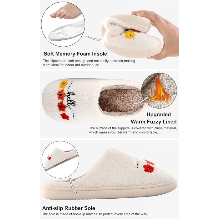 Теплі жіночі домашні тапочки TOPALL з пухом, зимові, м'які, антиковзаючі для жінок/чоловіків/унісекс (Mapleleaf, 40/41 EU)