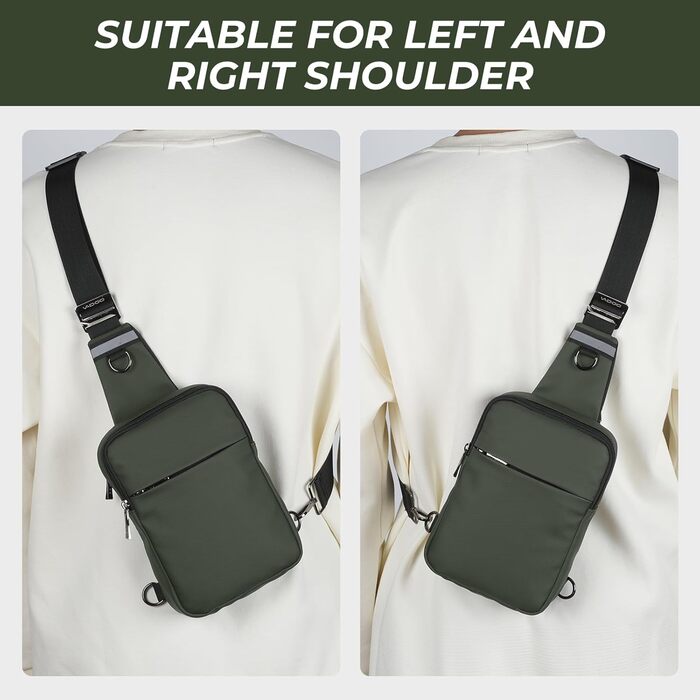 Сумка на груди Broadream: водонепроникна сумка через плече для чоловіків та жінок, RFID-захист, для спорту та походів (B-зелений)