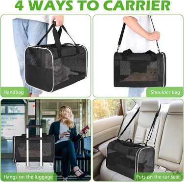 Транспортний бокс для котів Lannvan, до 6,5 кг, складаний, чорний (45x30x30 см)