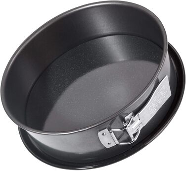 Zenker Springform Ø 28 cm DELUXE, Spring pan with enamel-sealed flat bottom and steel drip guard, round cake pan with extra-high rim (Color: Metallic Black), Quantity: 1 piece