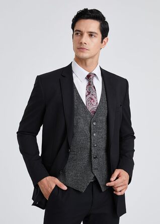 HISDERN Жилет чоловічий для весілля та офіційних заходів, класичний, ретро, бавовна, однотонний, елегантний, бізнес, XS-4XL, сірий