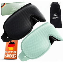 Жіноча маска для сну – дихаюча, зручна, м'яка, з 3D-поглибленням для очей, з memory foam (чорний/бірюзовий)