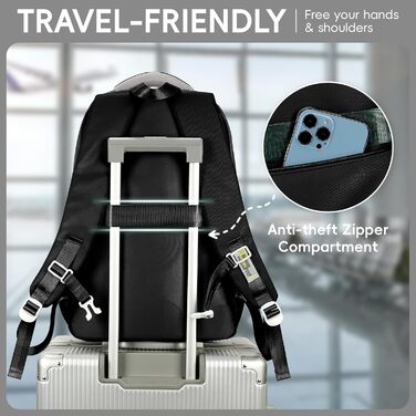 Шкільний рюкзак для дівчинки-підлітка, великий рюкзак для школи 5-12 класів, стильний рюкзак-daypack з нейлону для гімназії, реального училища та університету, зелений (чорний)